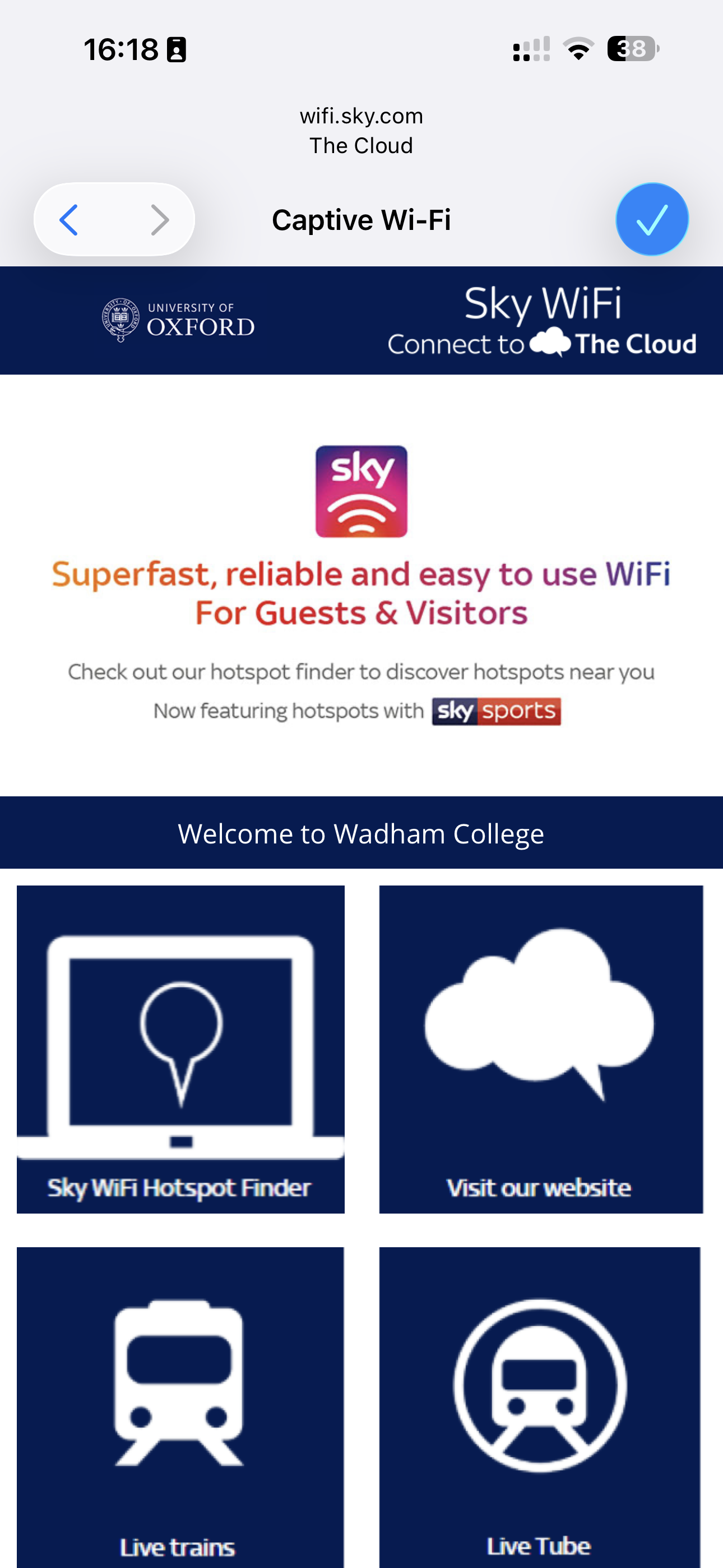 Welcome screen