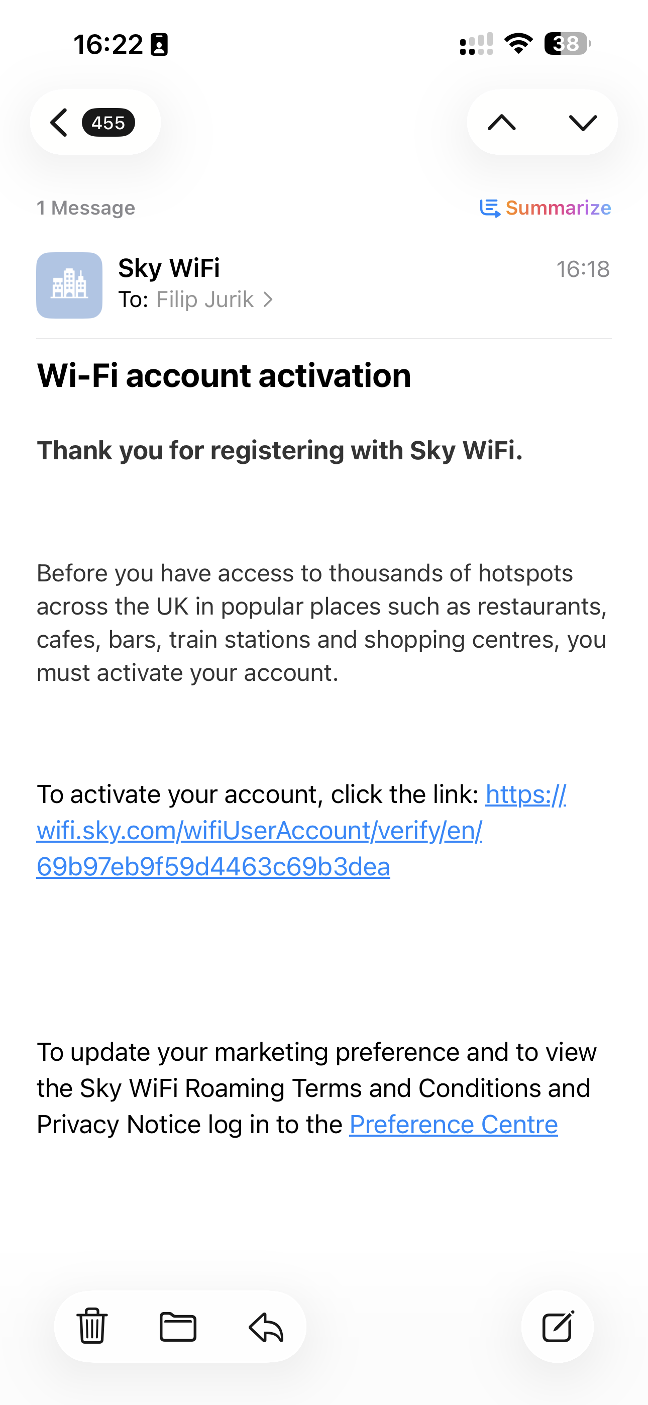 Email confirmation