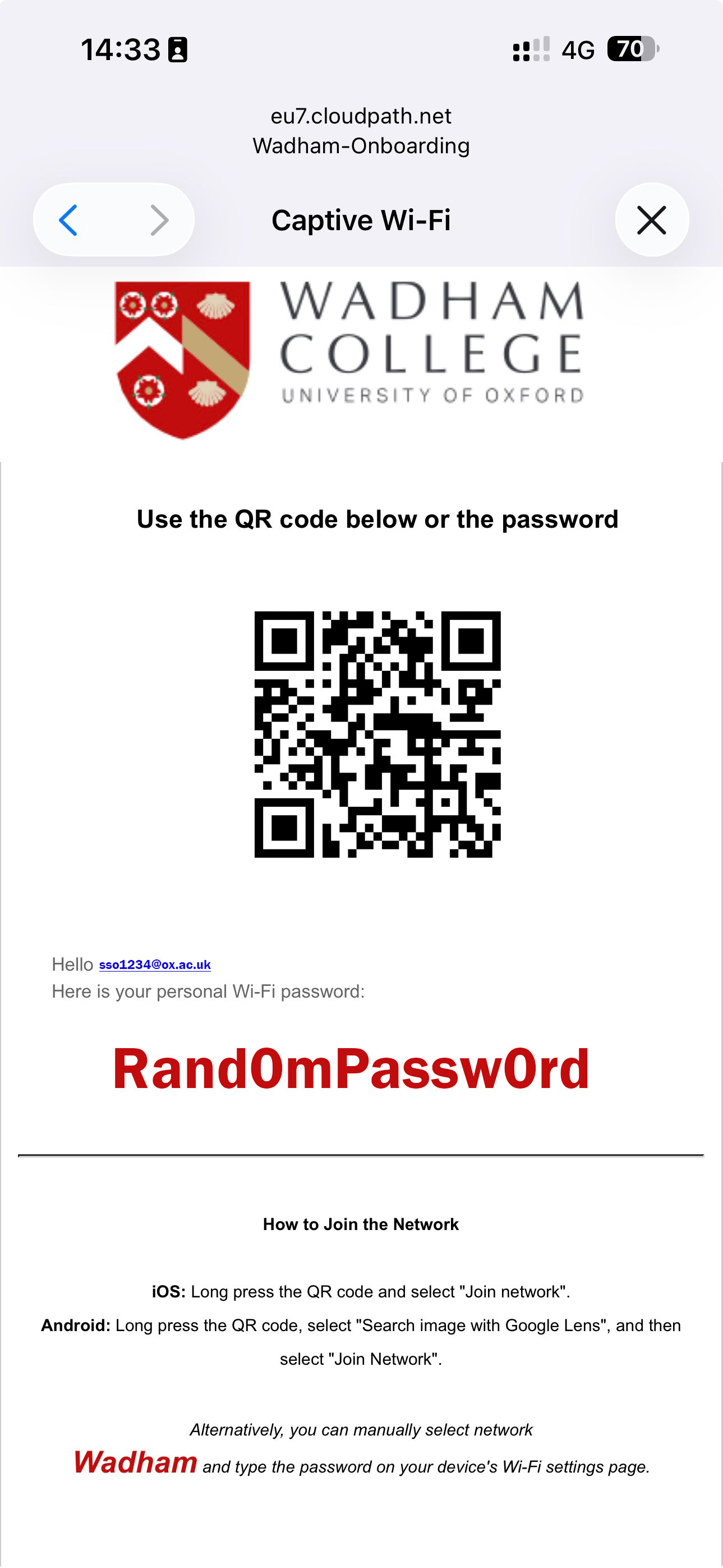 Password screen